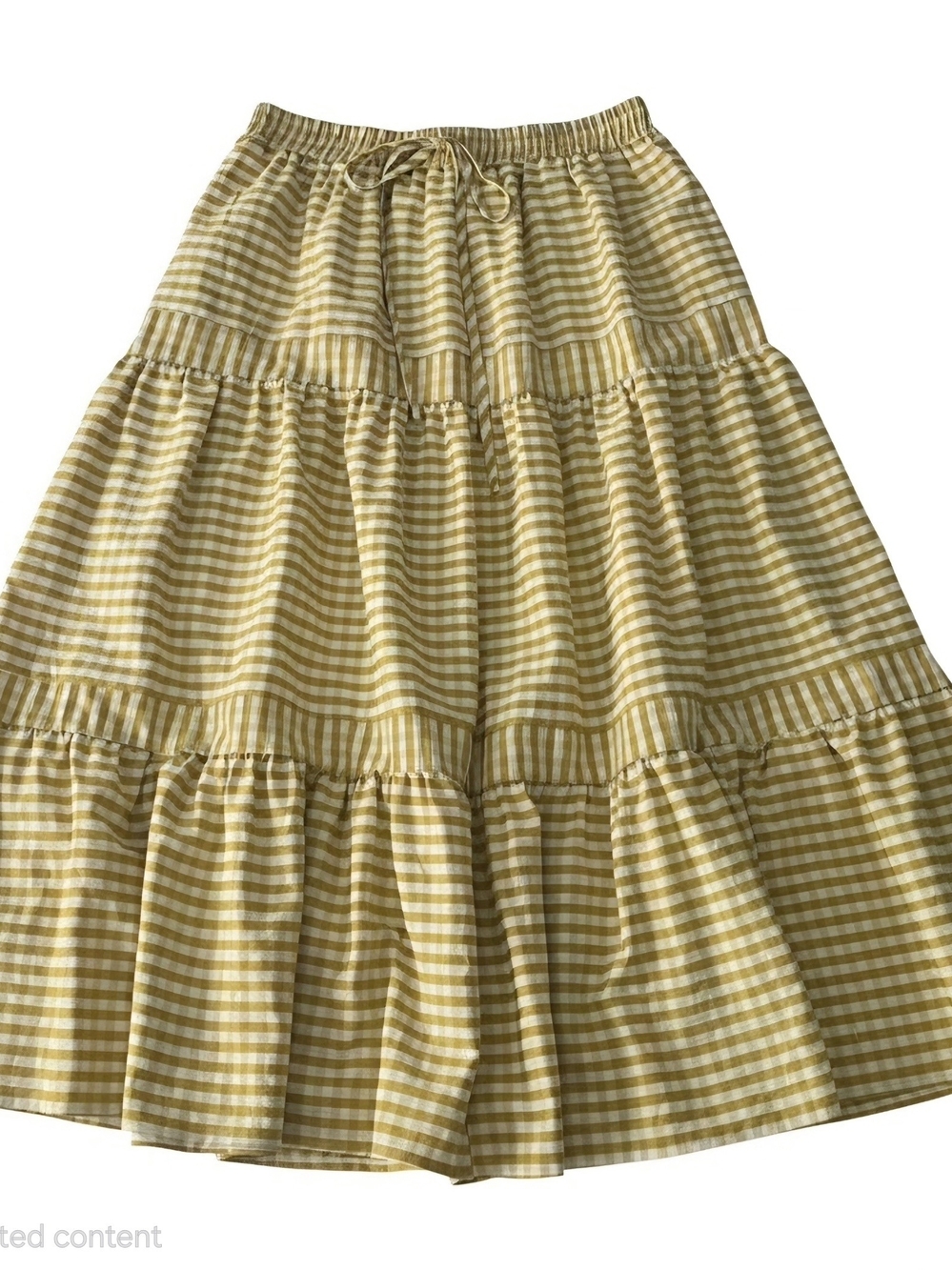 Yellow Gingham Tiered Midi Skirt